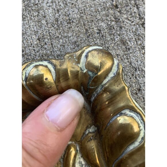 Ornate Repousse Brass Tray Baroque-Style Design Engraved Bird Motif - Picture 5 of 9